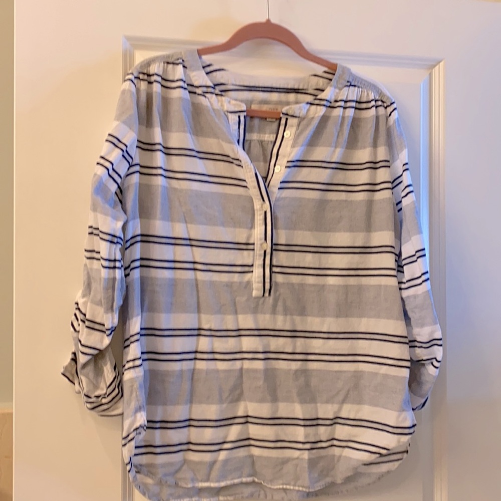LOFT white and navy striped tunic